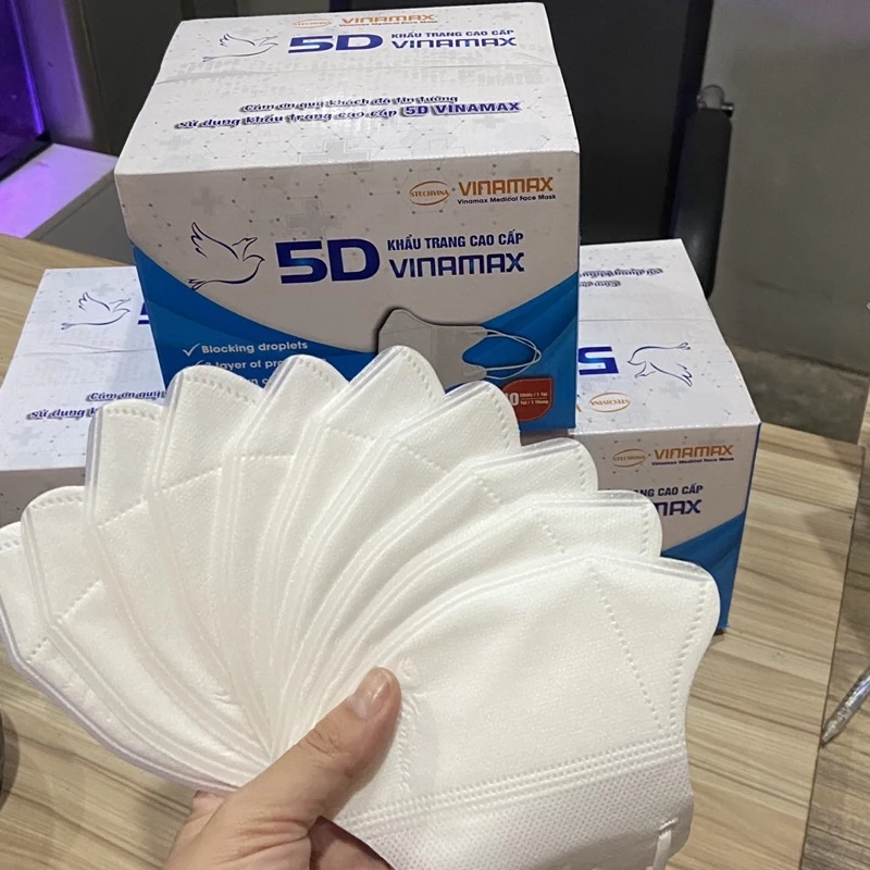 Khẩu Trang 5D Mask VINAMASK Hàng Chất Lượng 3 Lớp Kháng Khuẩn Được Kiểm Tra Hàng