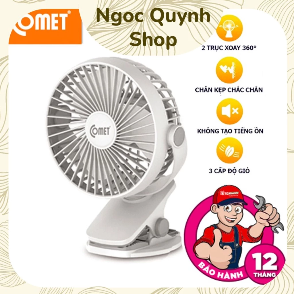 [BH 12 tháng] Quạt mini quạt sạc đa năng Comet CRF0705 - Kẹp bàn - Hàng chính hãng