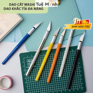 Dao cắt Washi tape, dao điêu khắc gọt mô hình kèm 8 lưỡi dự phòng Tuệ Minh