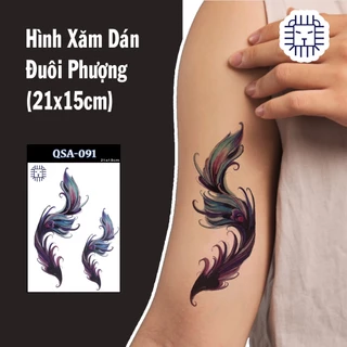 [Loại Ngắn Ngày] Hình Xăm Dán Công, Phượng Hoàng Chụp Ảnh, Đóng Phim, Dễ Dàng Tẩy Xóa - Dùng 2-5 Ngày (21x15 cm)