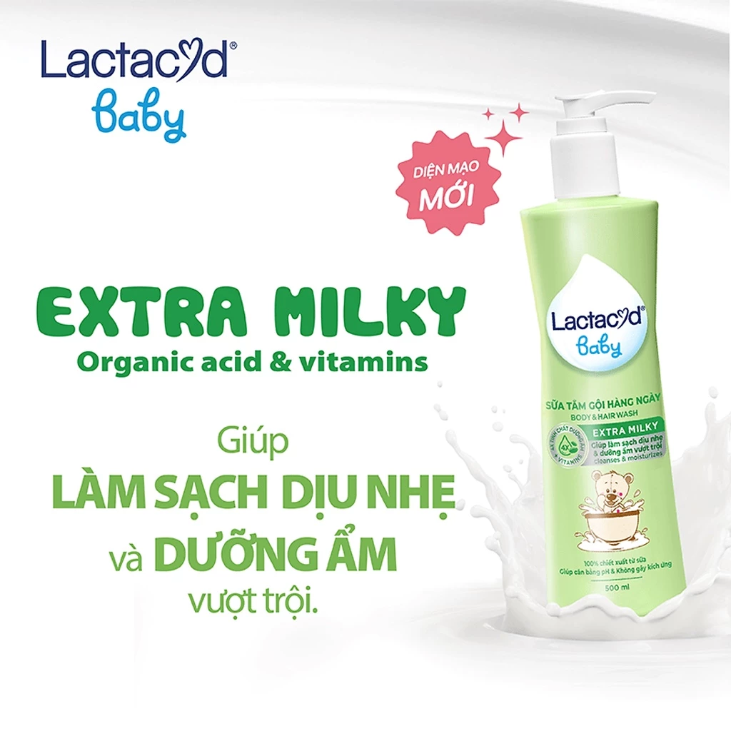 [Mẫu mới] Sữa tắm gội cho bé Lactacyd Milky 250ml/500ml