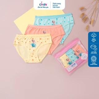 Set 3 quần chip chéo tam giác cho bé gái từ 14 đến 50kg Chippo họa tiết Elsa dễ thương chất vải 100% cotton cao cấp