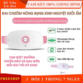 Máy massage làm ấm bụng, đai massage chườm nóng giảm đau bụng kinh nguyệt, 3 chế độ rung cao tần, tốc độ làm nóng nhanh