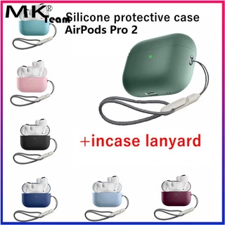 Vỏ Bảo Vệ Hộp Sạc Tai Nghe AirPods Pro 2 / 2 Bằng Silicon Dẻo Kèm Dây Đeo Chống Thất Lạc Tiện Dụng