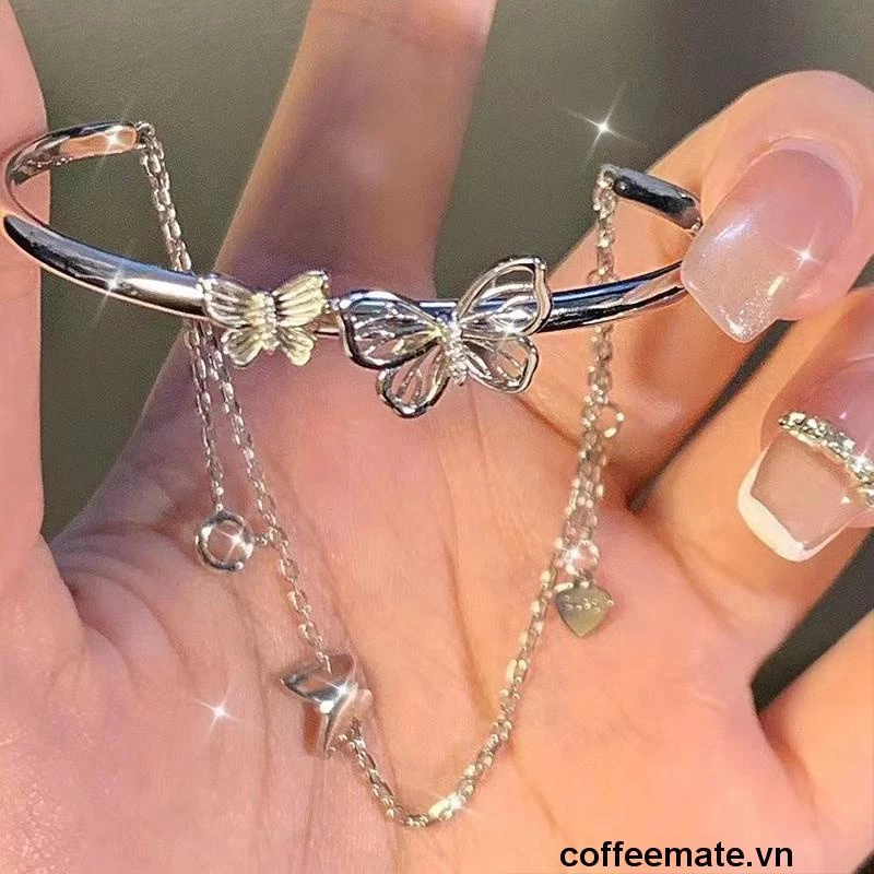 ⚡CM⚡Vòng Tay Hai Lớp Bằng Hợp Kim Hình Bướm Thời Trang Dành Cho Nữ