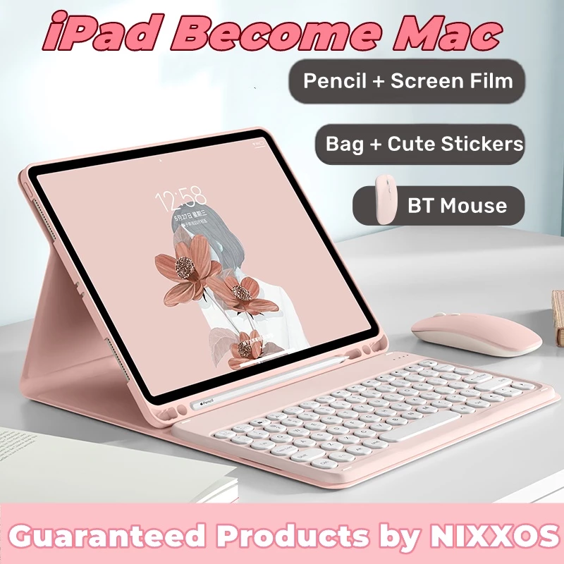 NIXXOS Bao Da Máy Tính Bảng Kèm Bàn Phím Bluetooth Không Dây Cho 10.2\" iPad 7th/8th/9th Gen 10.9\" iPad Gen 10 Air4/Air5