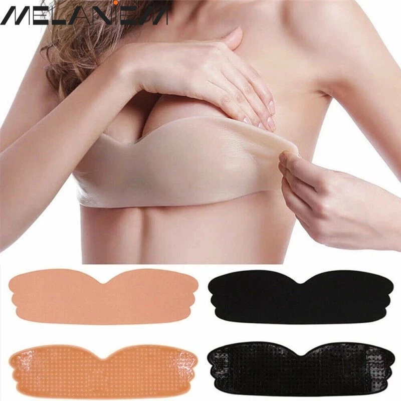 Áo Ngực Dán Silicone Không Dây Không Đường May Có Đệm Nâng Ngực