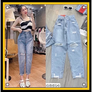 QUẦN BAGGY JEAN NỮ LƯNG CAO MÀU XANH CÓ BO CHUN SIÊU TIỆN LỢI thời trang