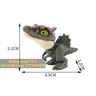 Đồ Chơi Khủng Long Cắn Ngón Tay Spinosaurus Xám Mô Hình Bằng Nhựa Hàm Có Lò Xo Vui Nhộn