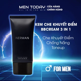 Kem che khuyết điểm cho nam Nerman BB Cream Invisible 3in1, Chống nắng SPF 45+, kiềm dầu