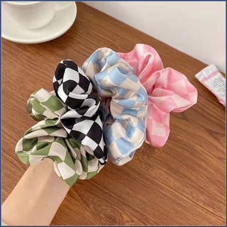 scrunchies buộc tóc scrunchies phụ kiện tóc Dây Cột Tóc Bản Rộng Bằng Vải Họa Tiết Sọc Caro Nhiều Màu Sắc Phong Cách Hàn Quốc