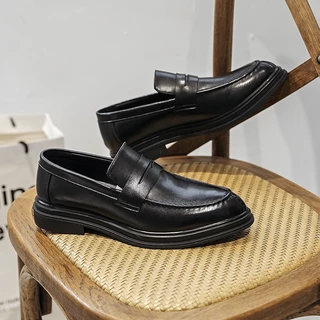 Giày Penny Loafer, Giày Tây Lười Nam Da Bò Nguyên Tấm LF-04 Đế Cao Su 3,5cm