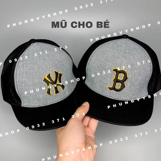 Bé 2.5-7 tuổi/ Mũ lưỡi trai trẻ em trai gái phungvyshop- nón KET trung Phối Đen Xám NYvsB