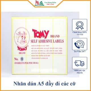 Nhãn Dán Decal Tomy,Nhãn dán TOMY khổ A5 đủ size (1 xấp)