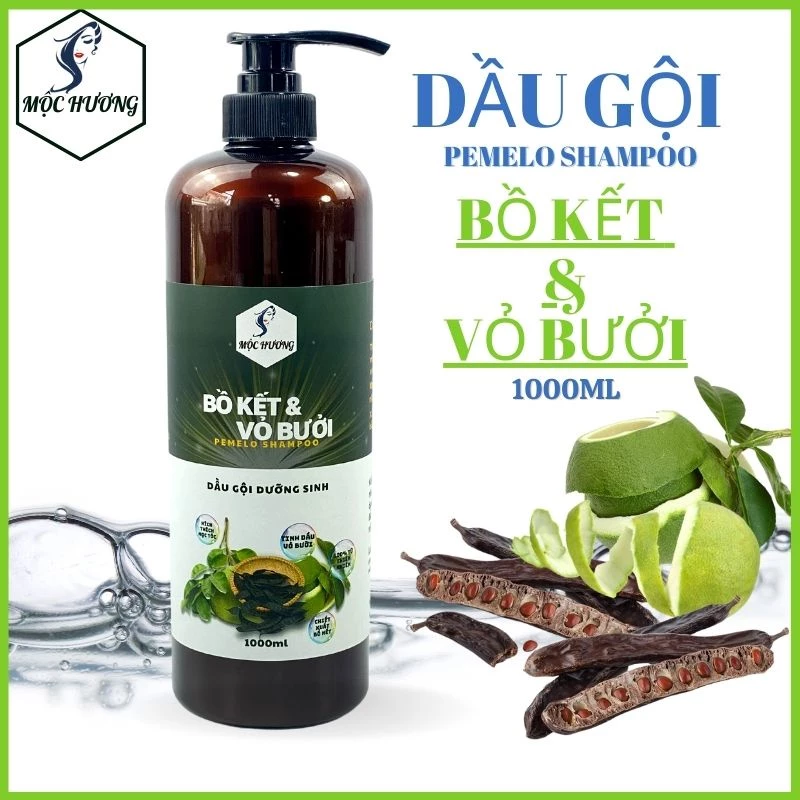 [1000ml] Dầu gội dưỡng sinh BỒ KẾT & VỎ BƯỞI Mộc Hương-Ngăn rụng kích mọc tóc