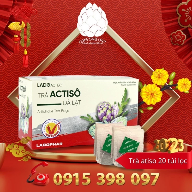 TRÀ ATISO/ ACTISO LADOPHAR HỘP 20 TÚI LỌC  x 2g (Bao bì mới)