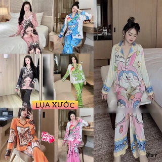 pijama tay dài lụa xước thiết kế cao cấp hot trend , đồ bộ hot nhất hiện nay nhiều mẫu, pijama nữ giá rẻ tận xưởng