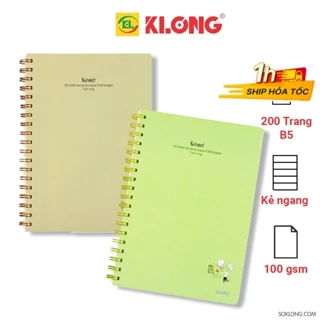 Vở lò xo kép Klong B5 bìa nhựa Lined kẻ ngang 200 trang MS 582 cuốn tập sổ Chọn Màu VPP KLONG