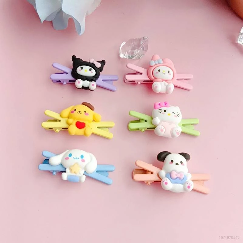 SANRIO Kẹp Tóc Chữ X Họa Tiết Hoạt Hình Melody Kuromi Cho Nữ