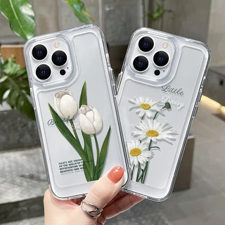 Ốp Điện Thoại DecoPhone Acrylic TPU Trong Suốt Hình Hoa Tulip Cho IPHONE 6s 7 8 PLUS X XS XR 11 12 13 14 MAX PRO