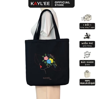 [Túi Thêu] Túi Tote Vải Canvas Nữ KAYLEE Đeo Vai Xách Tay Thời Trang Đi Học Có Khóa Kéo Miệng KT 39x37x6cm TT05