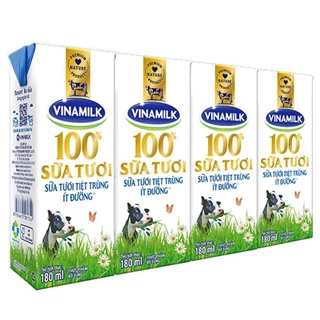 Lốc Sữa Tươi Tiệt Trùng Vinamilk 100% Đủ Vị ( 4 hộp x110/ 180ml )