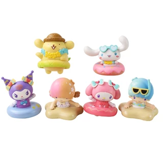 SANRIO Set 6 Mô Hình Mô Phỏng Nhân Vật Phim Hoạt Hình my melody Cinnamoroll kuromi pom purin q