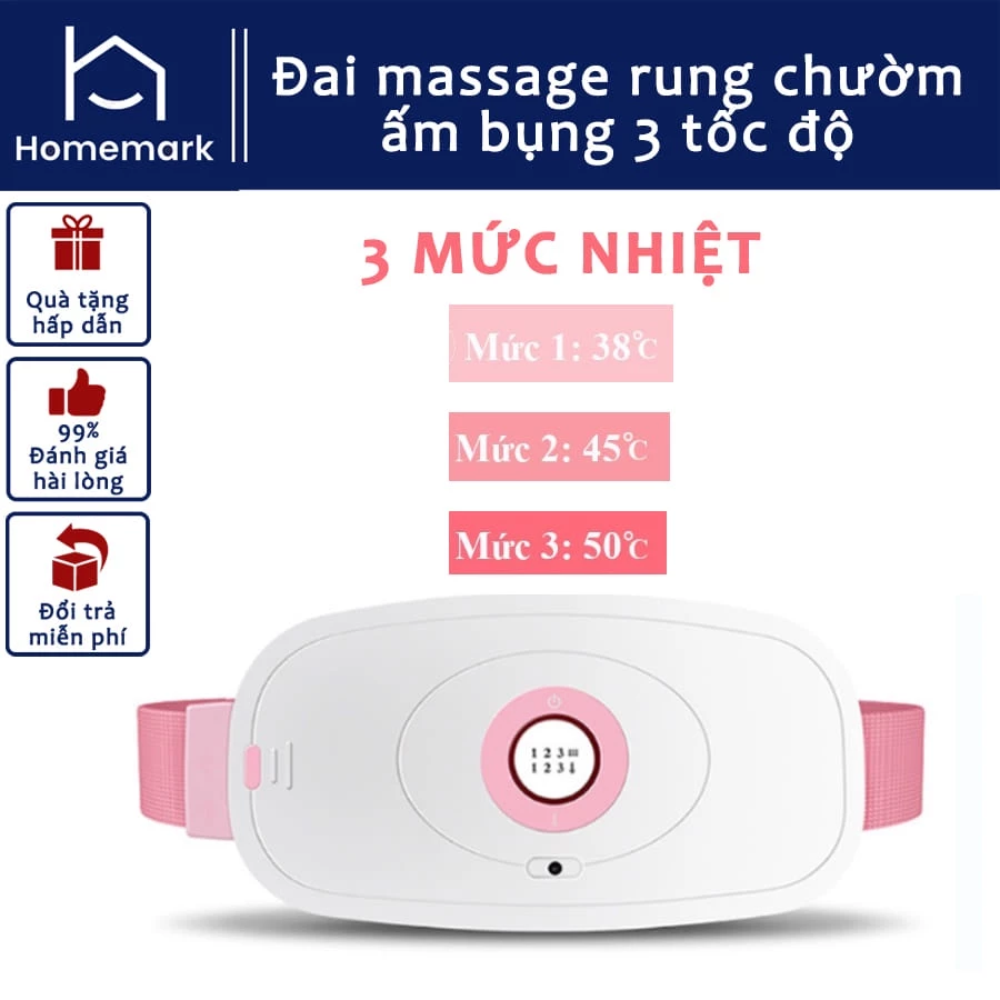 Đai Massage Làm Ấm Bụng, Máy Massage Giảm Đau Bụng Kinh Nguyệt, Điều Chỉnh Nhiệt Độ, 4 Tốc Độ Sưởi Ấm Nhanh