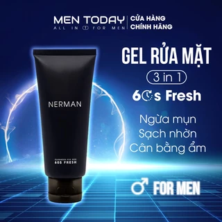 Sữa rửa mặt nam ngừa mụn Nerman Nano Curcumin 60s Fresh 100ml, công nghệ nano làm sạch sâu