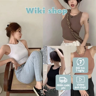 Áo croptop ba lỗ thun tăm 3 màu dáng croptop nữ - Phông trơn body dáng ôm co dãn cá tính ulzzang Wikishop C424