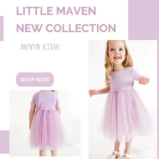 Váy bé gái Little Maven váy tím ren cầu vồng VR02