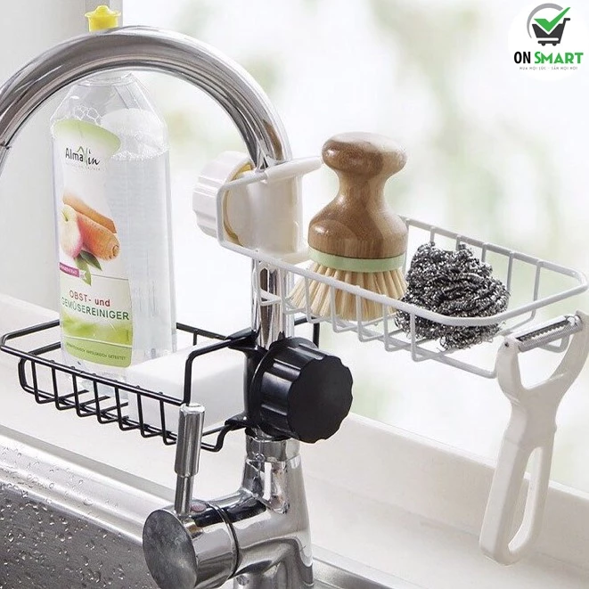 Giá kệ inox gắn vòi rửa chén để đồ rửa chén không động nước, giá để đồ rửa chén (HỘP CARTON)