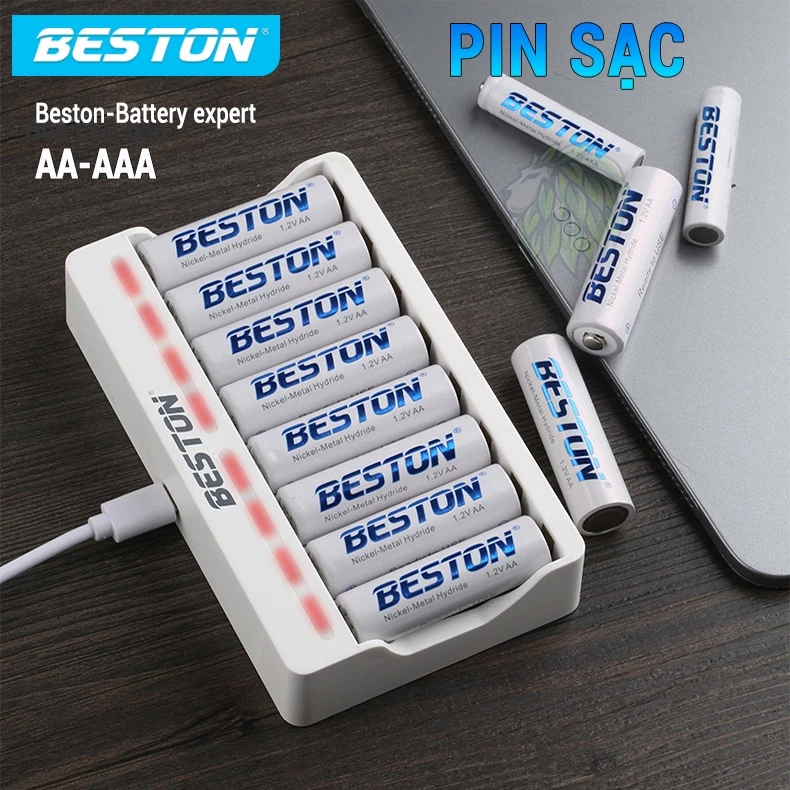 Sạc Pin AA/AAA Beston C8003 Cho Micro Karaoke loa, đồ chơi trẻ em, đồng hồ