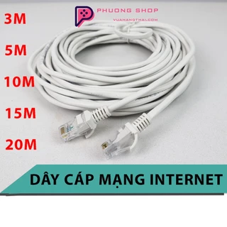 Dây Cáp Mạng Bấm Sẵn 2 Đầu Đúc UTP Cat 5E 666, Dây Cáp Internet 3M, 5M, 10M, 15M, 20M