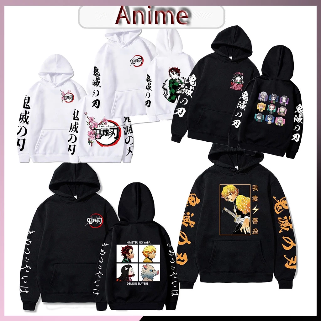 Áo hoodie nam nữ vải nỉ dầy dặn Kimetsu no yaiba chibi - Zenitsu - Tanjiro - Logo Kimetsu no yaiba