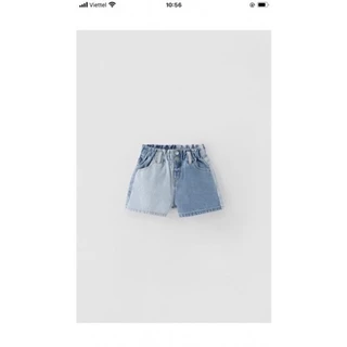 (ZARA CHÍNH HÃNG) quần short jeans, quần đùi phối kẻ cho bé