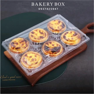 100 Hộp Nhựa 6 Ô Đựng Bánh Tart Trứng Lớn, Bánh Donut (CL06)