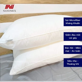 Ruột gối nằm lông vũ nhân tạo Nanomex sợi Microfiber tiêu chuẩn khách sạn ấm, nhẹ, thoáng khí, đàn hồi