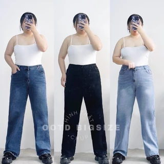 Quần jean bigsize nữ co giãn dáng suông dài (OOTD BIGSIZE 60-90KG)