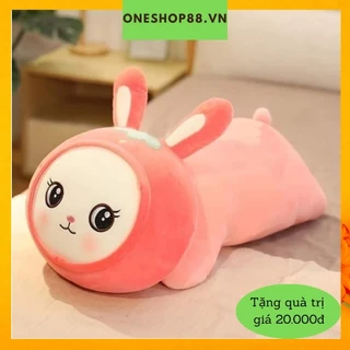 Thú gấu nhồi bông thỏ nằm siêu cute đáng yêu , thỏ hồng đồ chơi cho bé kich thước 40 cm