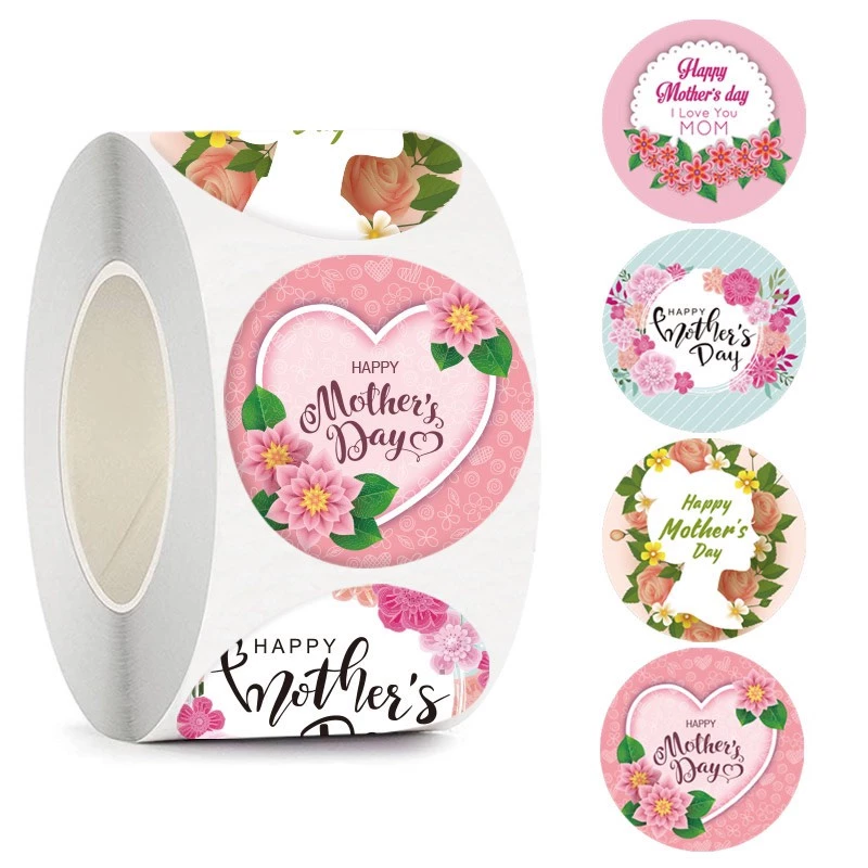 Tem dán chữ " HAPPY MOTHER DAY" << SIZE 2.5CM-3.8CM, 500 tem/CUỘN