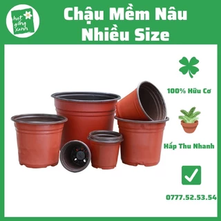 10 chậu mềm nâu giá rẻ (19*16,5), phù hợp ươm cây, trồng cây nho