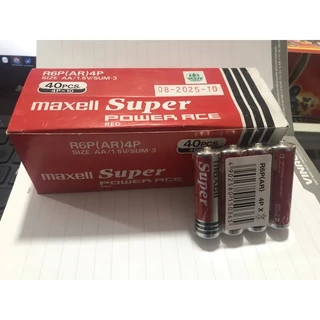 Hộp 40 Viên Pin AA Maxell 2A ( pin tiểu ) carbon Siêu Bền R6P (Đỏ) Maxell Super Power Chính Hãng
