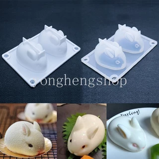 Khuôn Silicon Làm Bánh Kẹo Hình Thỏ 3D Dễ Thương