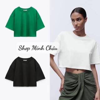 (Sẵn) Áo phông Croptop Zarraa canh sale, 3 mầu