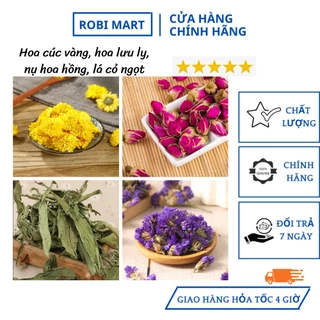 Trà hoa sấy khô robimart đẹp da (hoa cúc vàng, hoa lưu ly, nụ hồng, cỏ ngọt)