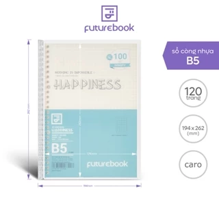 Sổ Còng Nhựa Happiness B5- Dòng kẻ Caro- 120 Trang. MSP B890. Phong cách Nhật Bản. VPP FUTUREBOOK. Giao mẫu ngẫu nhiên.