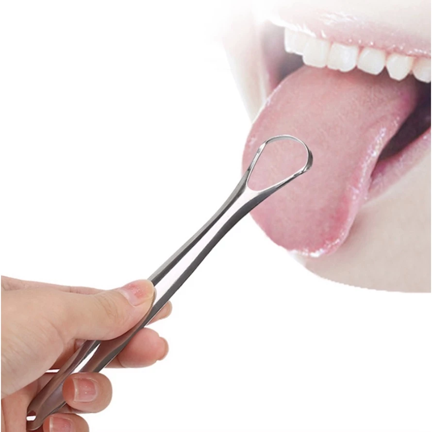 Dụng cụ vệ sinh lưỡi inox, cạo nạo lưỡi sạch cho người lớn trẻ em giảm hôi miệng