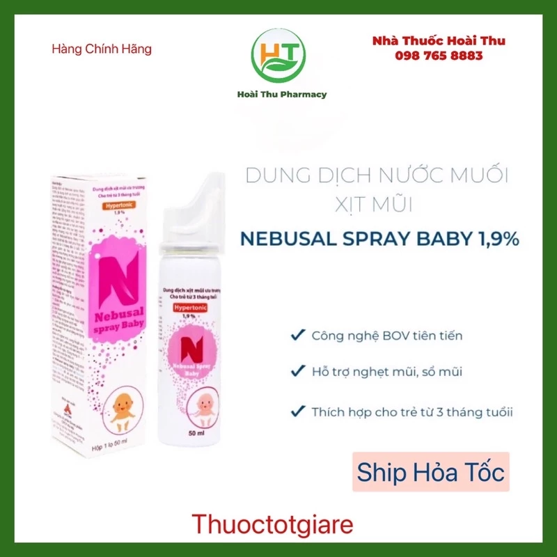 Nebusal Spray Baby1,9 % - Dung dịch xịt mũi ưu trương ( dùng cho bé từ 3 tháng tuổi )