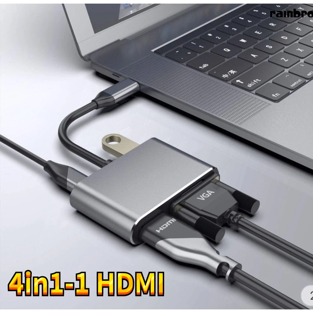 Cáp chuyển Type C 4 trong 1 Sang Hdmi / Vga / Usb / Usb-C 4k